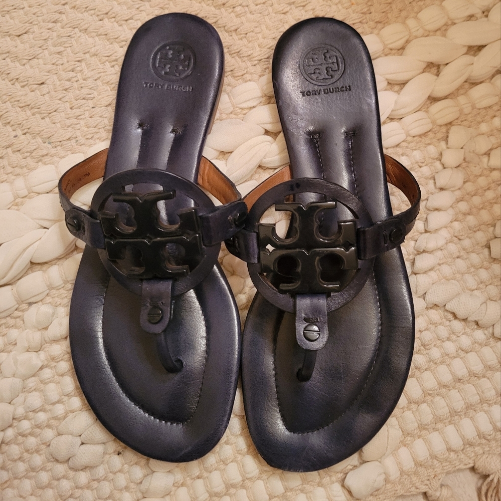 Navy Tory Burch Miller Sandals